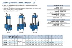 Grandfar GV750F 1Hp 220V Döküm Gövdeli Atık Su Foseptik Drenaj Dalgıç Pompa